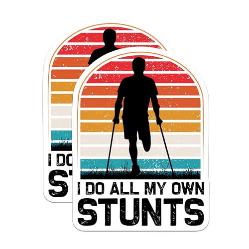 (2 Pack) I Do All My Own Stunts Stickers - Motivational Sticker - Amputee Pride Stickers - 5" On Longest Side - Sticks to Smooth Flat Surfaces - Made in USA - BMCS5080