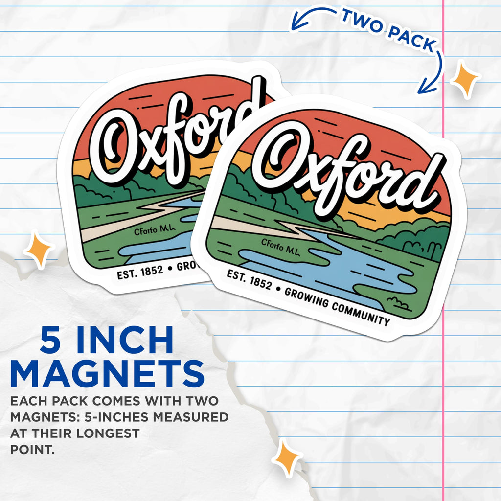 (2 Pack) Oxford Magnets - Oxford Decor - Oxford Home Fridge Magnets - 5" On Longest Side - Premium Magnet - for Cars, Refrigerators, Toolboxes, Lockers - Made in USA - MAG17831