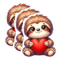 (3 Pack) Cute Sloth Decals - Heart Sloth Stickers - Laptop Stickers - 3 Inches On Longest Side - Easy Peel & Apply - Made in USA - 3MCS2424