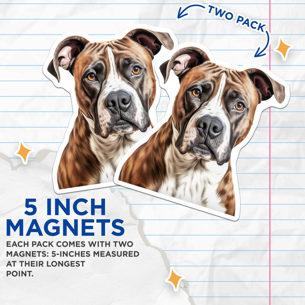 (2 Pack) Boxer Dog Magnets - Brindle American Bulldog Art - Pet Lover Dog Mom Dad Fridge Locker Decor - 5 Inches On Longest Side - Thick Durable Magnet - Made in USA - MAG37391