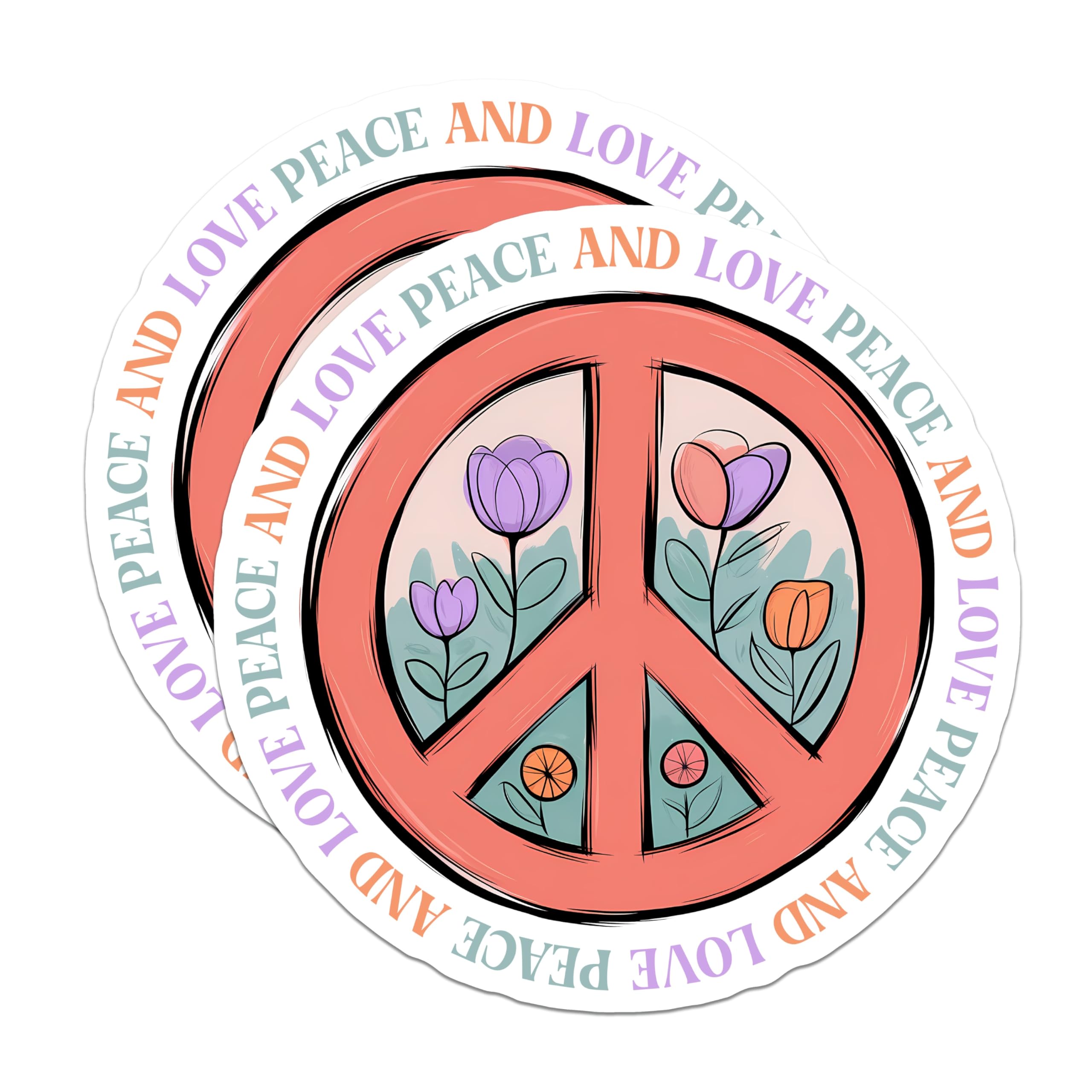 (2 Pack) Peace Sign Magnets - Love Magnets - Floral Peace Symbol - 5" On Longest Side - Premium Magnet - for Cars, Refrigerators, Toolboxes, Lockers - Made in USA - MAG16238