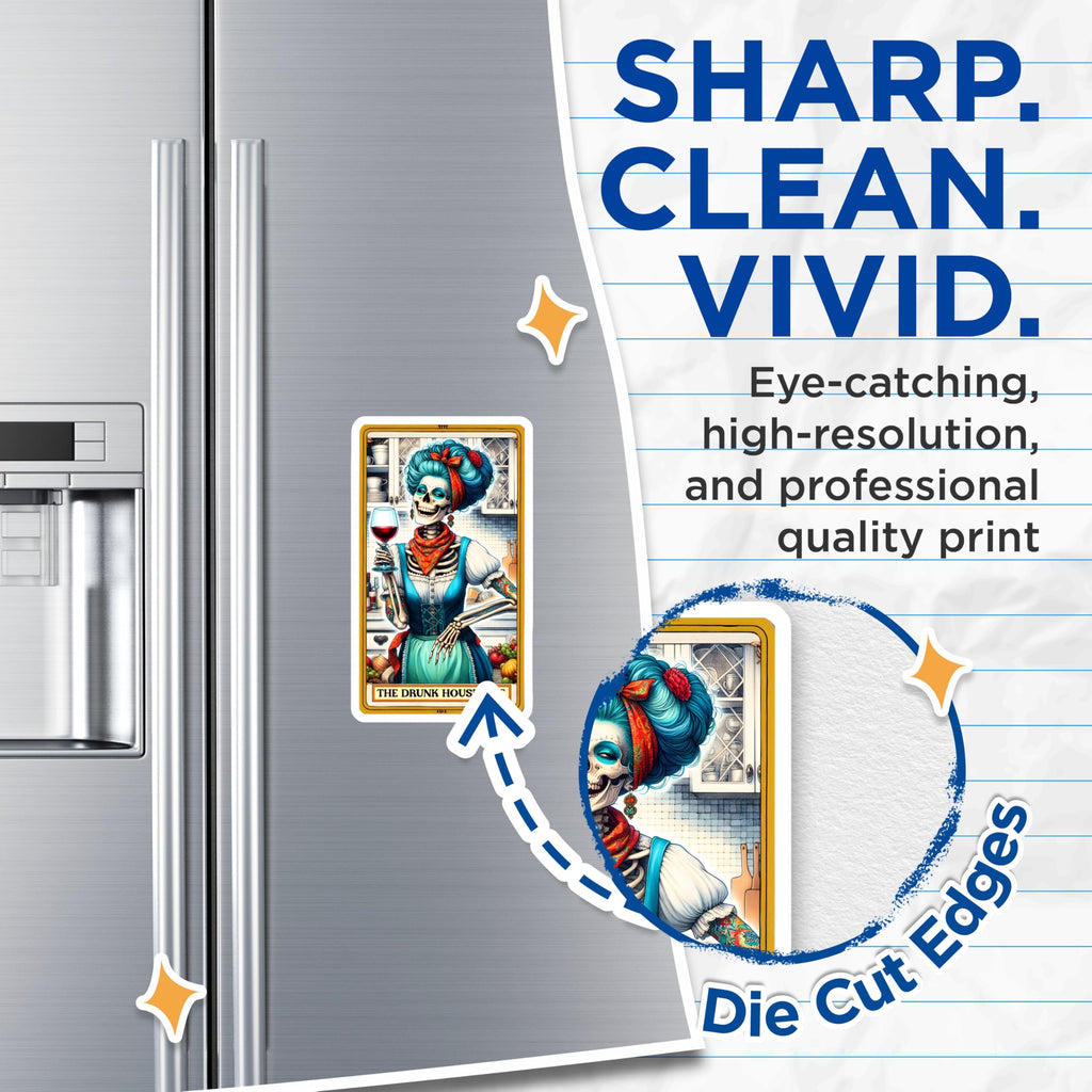 (2 Pack) Drunk Housewife Skeleton Magnets - Humorous Wine Lover Refrigerator Magnets - Unique Kitchen Decor Housewarming - 5 Inches On Longest Side - Thick Durable Magnet - Made in USA - MAG20165
