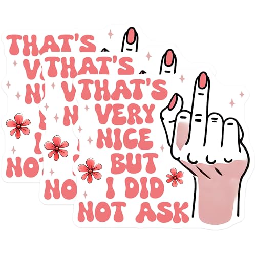 (3 Pack) Sarcastic Middle Finger Decals - Funny Quote Sticker - Attitude Decals - 3 Inches On Longest Side - Easy Peel & Apply - Made in USA - 3MCS7100