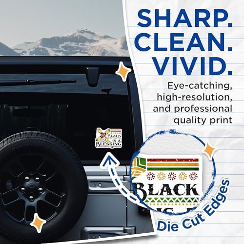(2 Pack) Black is a Blessing Stickers - African American Pride Stickers - Cultural Appreciation Stickers - 5" On Longest Side - Sticks to Smooth Flat Surfaces - Made in USA - BMCS4723