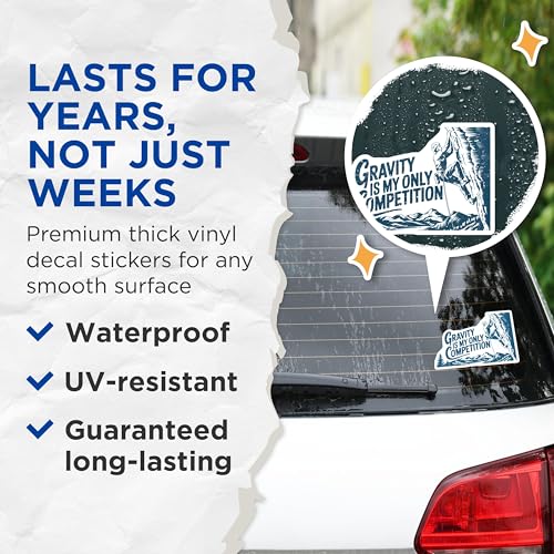 (2 Pack) Gravity is My Only Competition Stickers - Rock Climbing Motivation - Outdoor Adventure Decal - 5" On Longest Side - Sticks to Smooth Flat Surfaces - Made in USA - BMCS5793