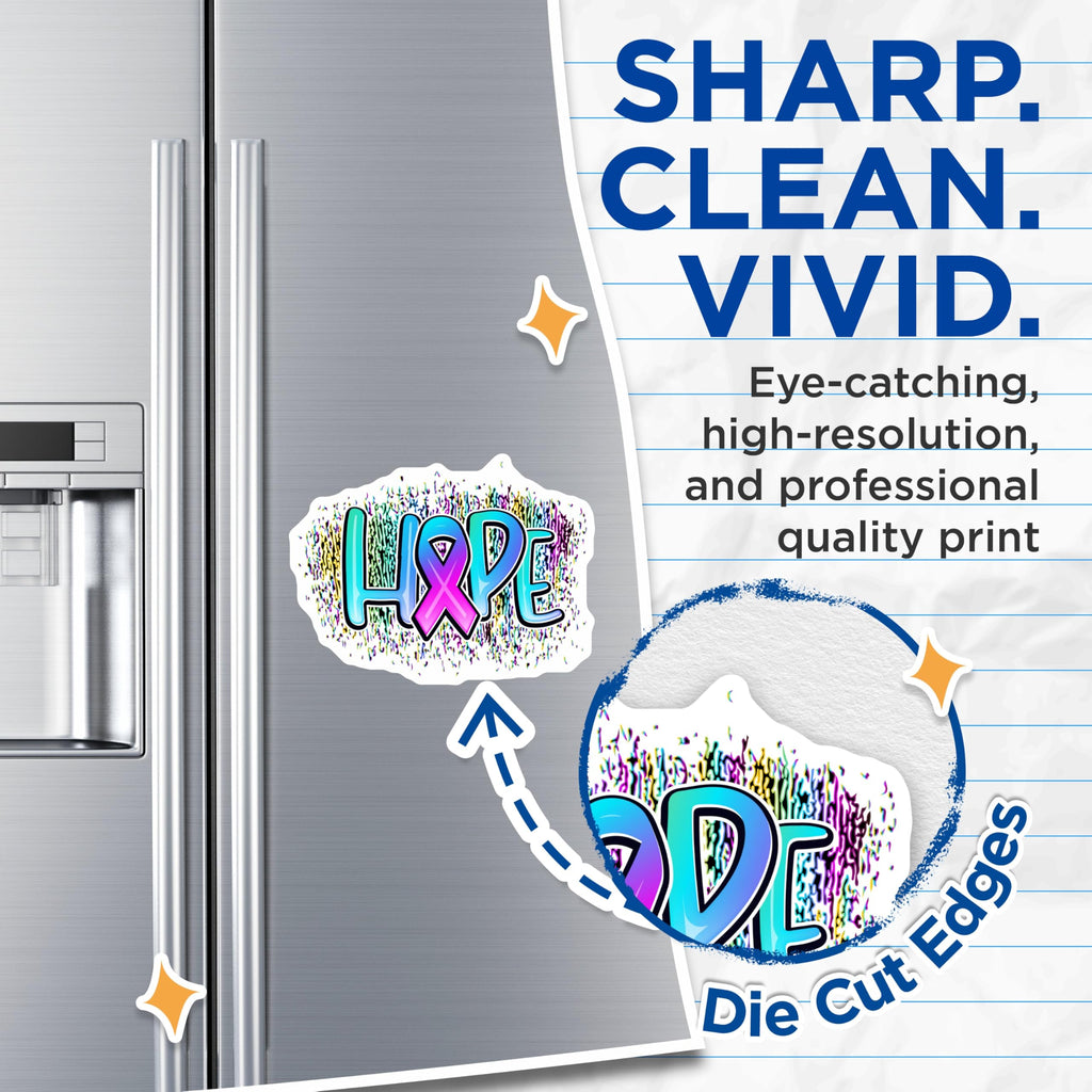 (2 Pack) Hope Ribbon Magnets - Awareness Magnets - Inspirational Saying Magnets - 5" On Longest Side - Premium Magnet - for Cars, Refrigerators, Toolboxes, Lockers - Made in USA - MAG18860