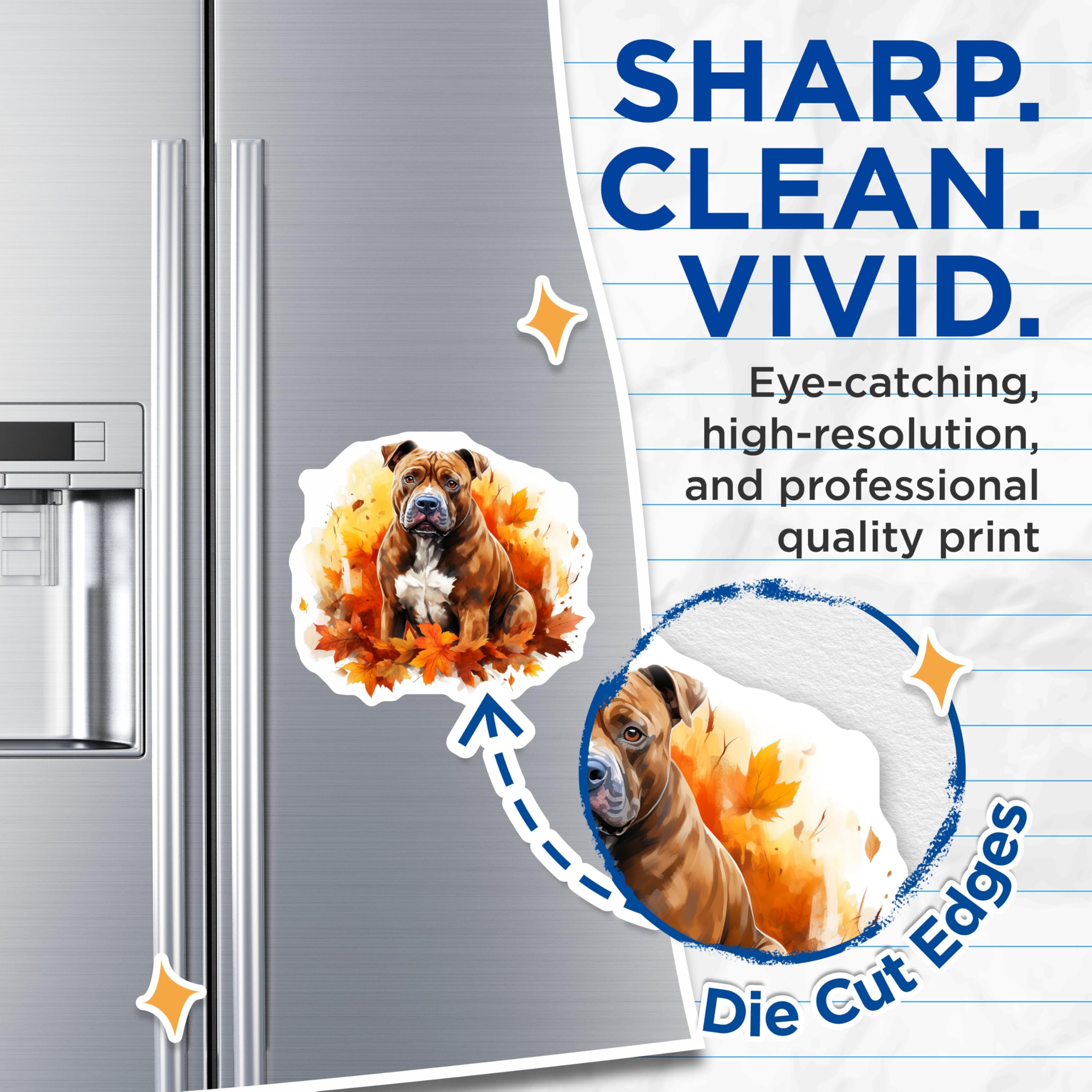 (2 Pack) Pitbull Magnets - Autumn Dog Decor - Fall Leaves Pet Lover Refrigerator Accessory - 5 Inches On Longest Side - Thick Durable Magnet - Made in USA - MAG28611