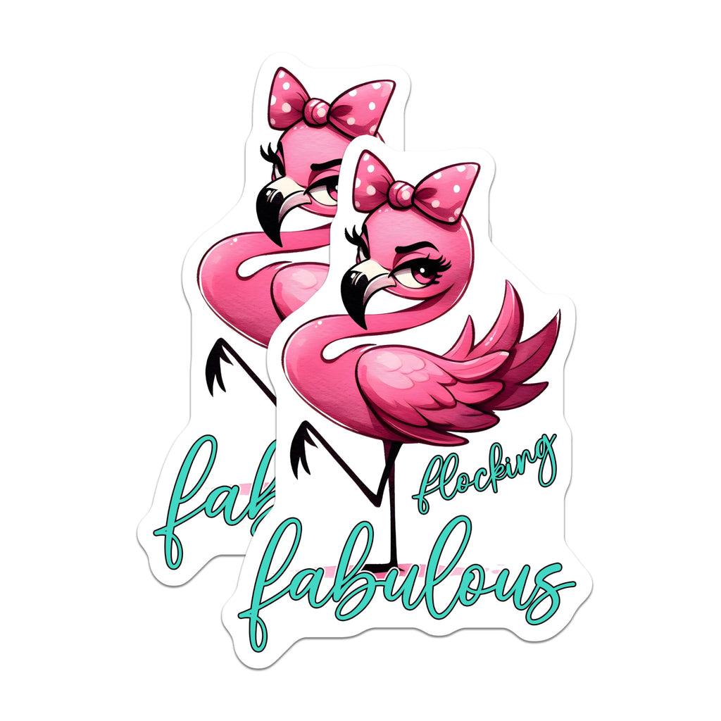 (2 Pack) Flamingo Magnets - Flocking Fabulous - Pink Flamingo Decor - 5" On Longest Side - Premium Magnet - for Cars, Refrigerators, Toolboxes, Lockers - Made in USA - MAG16983