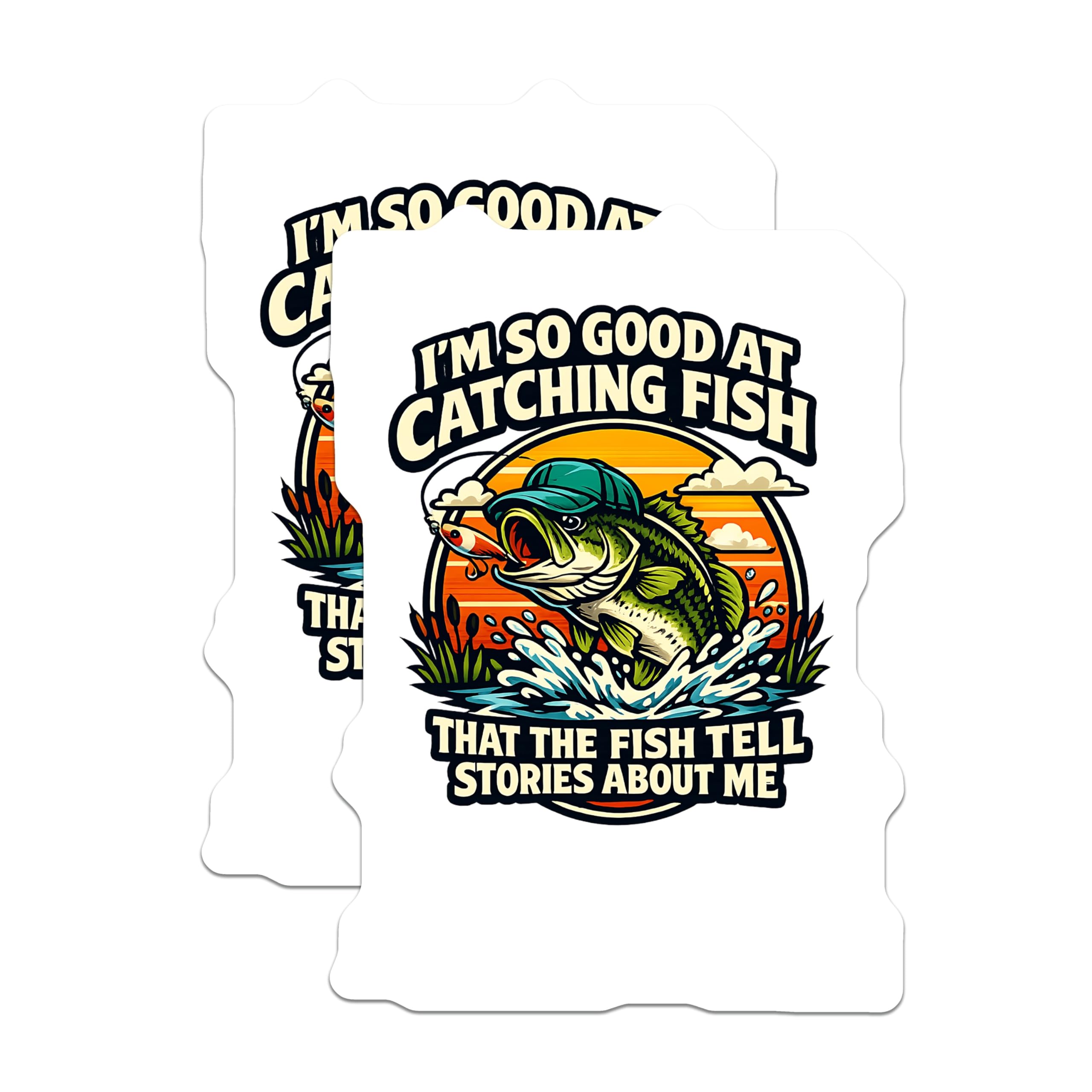 (2 Pack) Funny Fishing Magnets - Bass Fish Refrigerator Decor - Humorous Angler Quote - Outdoor Hobby Fridge Art - 5 Inches On Longest Side - Thick Durable Magnet - Made in USA - MAG21324