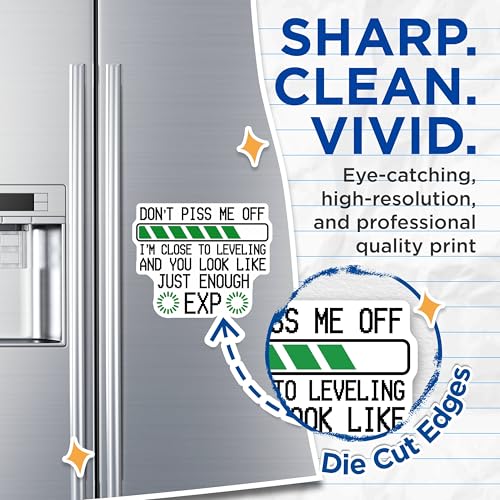 (2 Pack) Don't Piss Me Off Magnets Magnets - I'm Close to Leveling - Just Enough EXP Funny Gamer Decor - 5" On Longest Side - Made in USA - Sticks to Refrigerators & Metal Surfaces - MAG8666