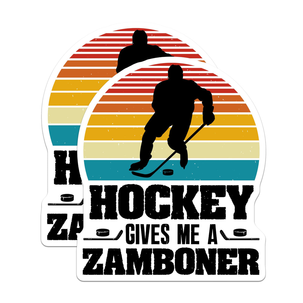 (2 Pack) Hockey Gives Me A Zamboner Stickers - Funny Sports Stickers - Ice Hockey Fan Stickers - 5" On Longest Side - Sticks to Smooth Flat Surfaces - Made in USA - BMCS4085