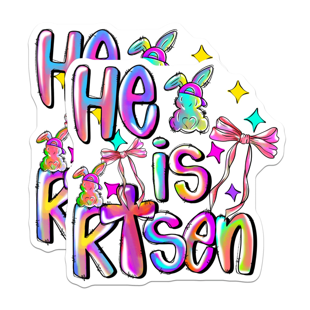 (2 Pack) He is Risen Magnets - Christian Easter Decor - Religious Spring Fridge - 5 Inches On Longest Side - Thick Durable Magnet - Made in USA - MAG26079