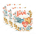 (3 Pack) Love Needs No Words Decals - Bird and Hearts - Inspirational Stickers - 3 Inches On Longest Side - Easy Peel & Apply - Made in USA - 3MCS2287