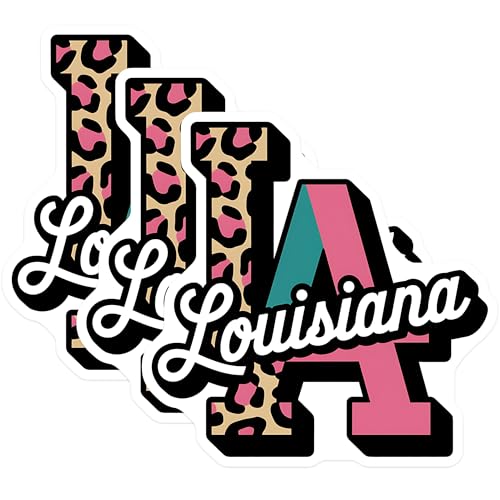 (3 Pack) Louisiana Decals - Retro State - Laptop Car Bumper Stickers - 3 Inches On Longest Side - Easy Peel & Apply - Made in USA - 3MCS2680
