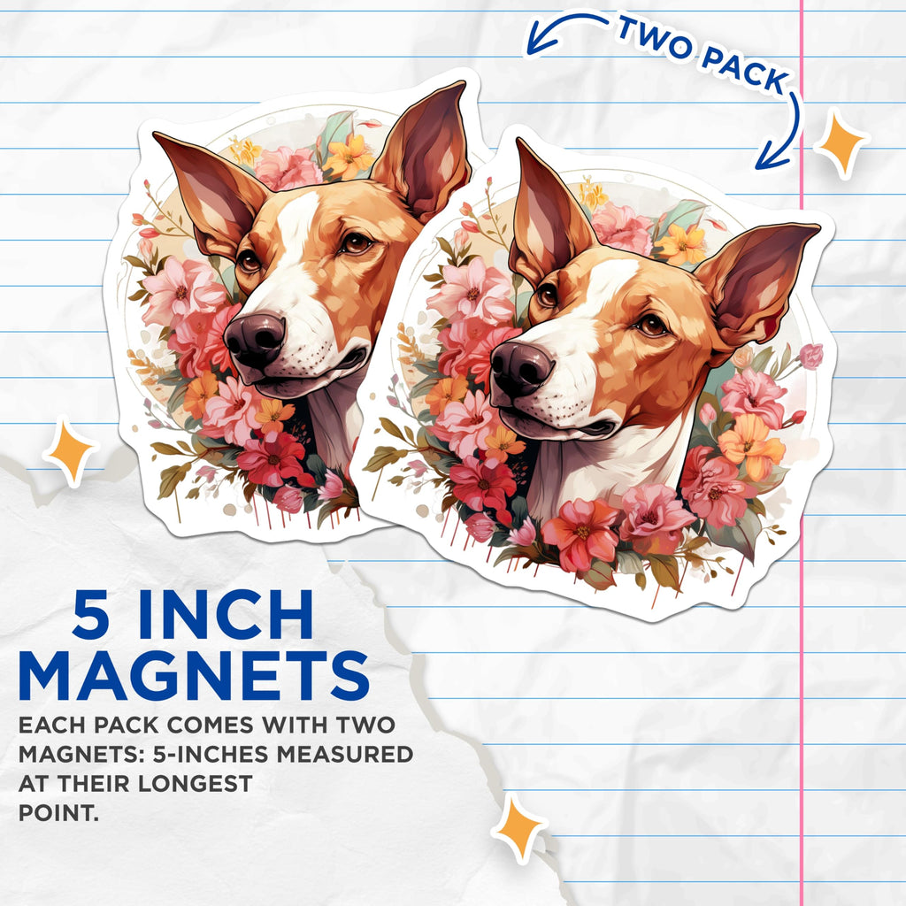 (2 Pack) Floral Dog Art Magnets - Pet Lover Decor - Animal Kitchen Accents for Dog Parents - 5 Inches On Longest Side - Thick Durable Magnet - Made in USA - MAG26789