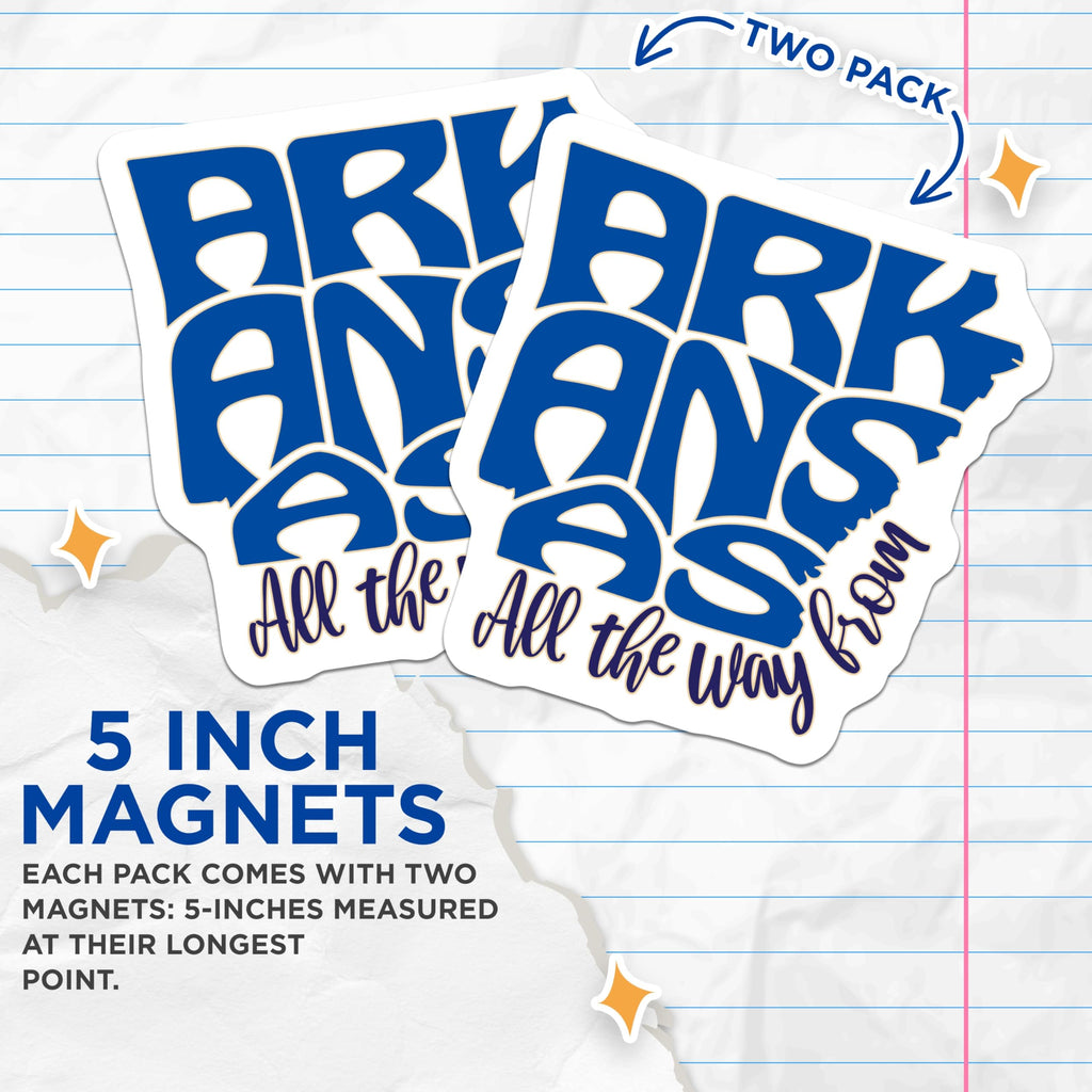 (2 Pack) Arkansas Magnets - Arkansas Razorbacks - College Magnet - Sports Decor - 5" On Longest Side - Premium Magnet - for Cars, Refrigerators, Toolboxes, Lockers - Made in USA - MAG18227
