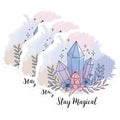 (3 Pack) Crystal Decals - Stay Magical Decal - Floral Decals- 3 Inches On Longest Side - Easy Peel & Apply - Made in USA - 3MCS5270