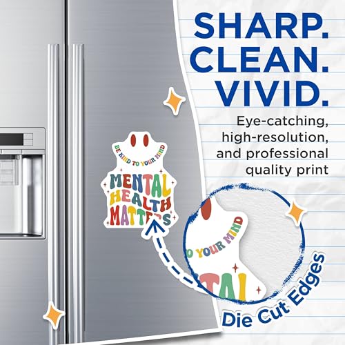 (2 Pack) Be Kind to Your Mind Magnets - Mental Health Matters - Inspirational Quote - 5" On Longest Side - for Cars, Refrigerators, Toolboxes, Lockers - Made in USA BMCS3243