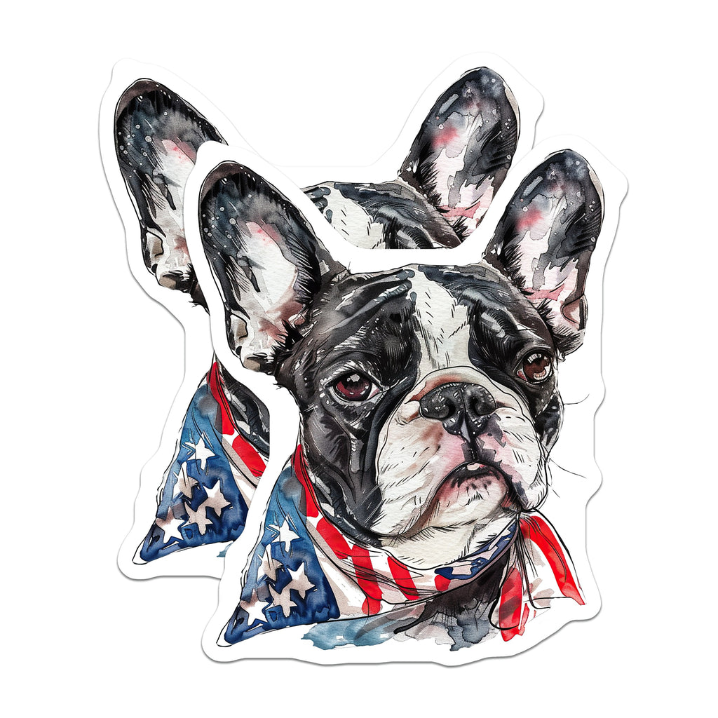 (2 Pack) French Bulldog Magnets - Patriotic Dog Art - American Flag Home Vehicle Decor - 5 Inches On Longest Side - Thick Durable Magnet - Made in USA - MAG36158