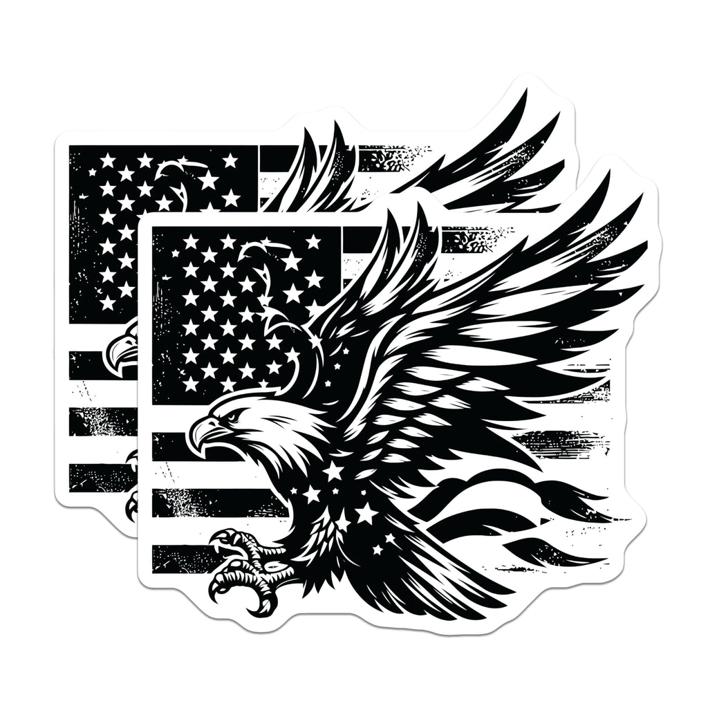 (2 Pack) Eagle American Flag Magnets - Patriotic Decor - USA Flying Eagle - 5" On Longest Side - Premium Magnet - for Cars, Refrigerators, Toolboxes, Lockers - Made in USA - MAG16482