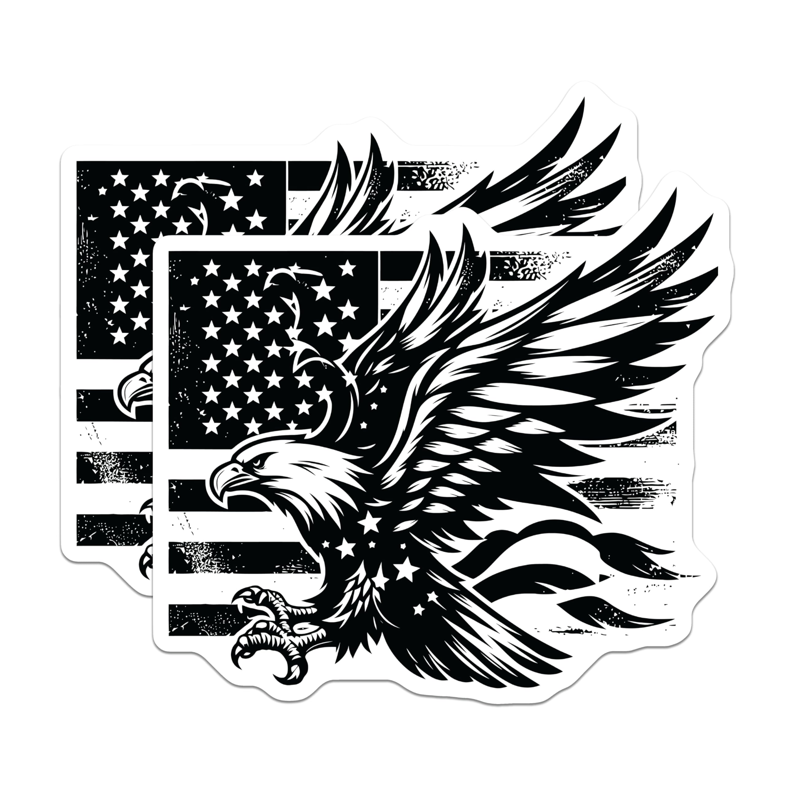 (2 Pack) Eagle American Flag Magnets - Patriotic Decor - USA Flying Eagle - 5" On Longest Side - Premium Magnet - for Cars, Refrigerators, Toolboxes, Lockers - Made in USA - MAG16482