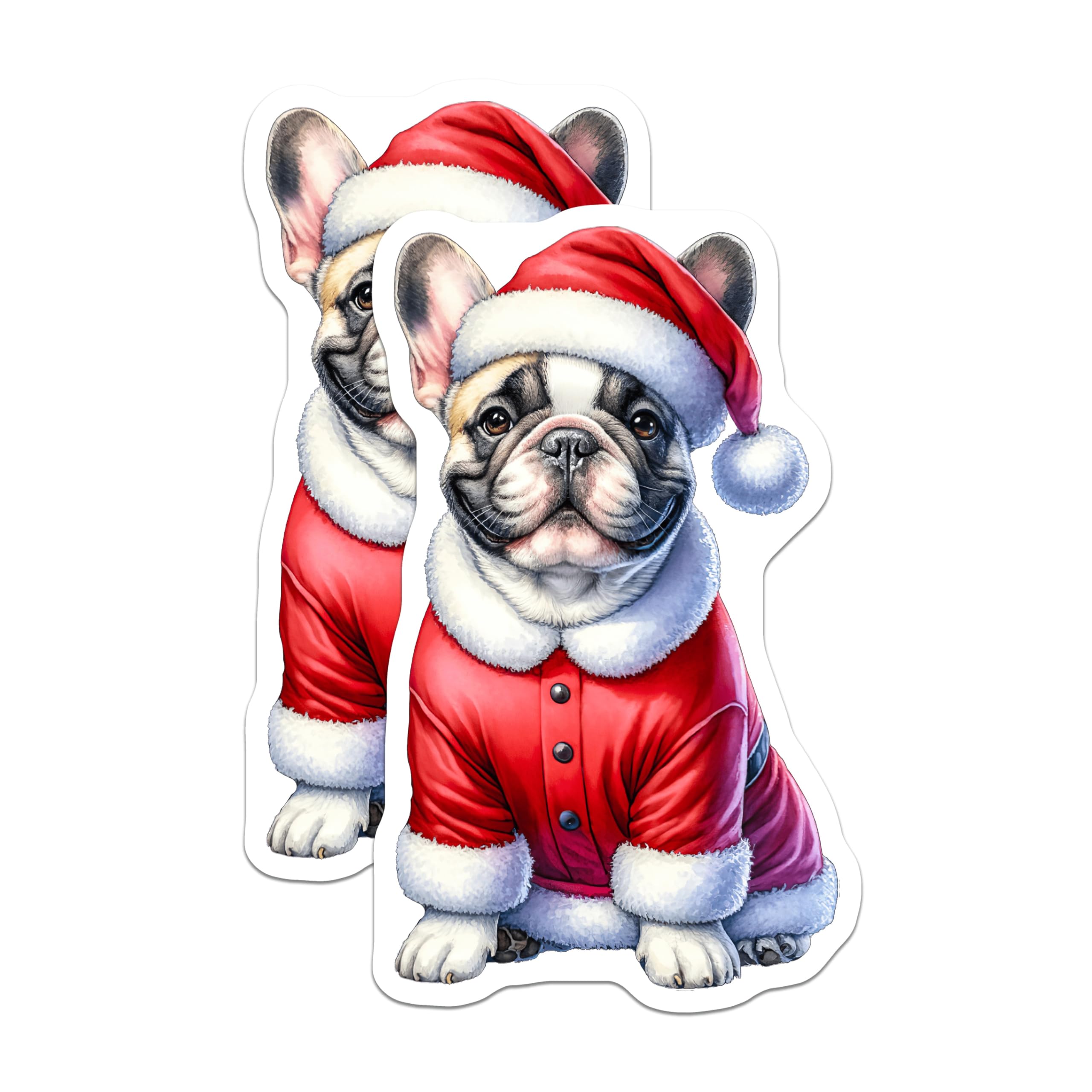 (2 Pack) French Bulldog Santa Magnets - Christmas Dog Decor - Holiday Pet Lover - 5 Inches On Longest Side - Thick Durable Magnet - Made in USA - MAG26642
