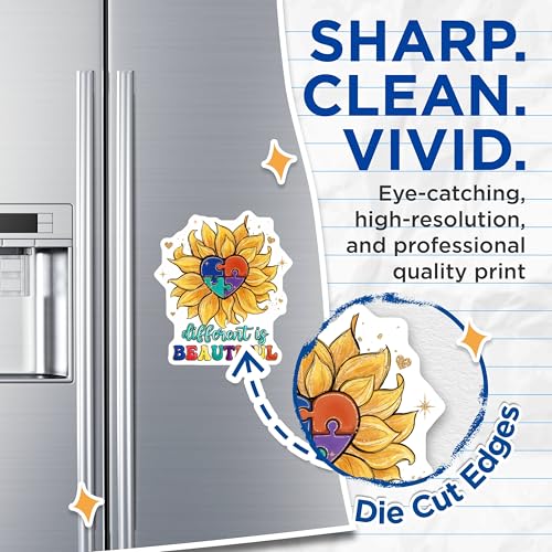 (2 Pack) Sunflower Puzzle Heart Magnets - Different is Beautiful - Inspirational Magnets - Autism Awareness - 5" On Longest Side - for Cars, Fridges, Toolboxes - Made in USA - MAG4154