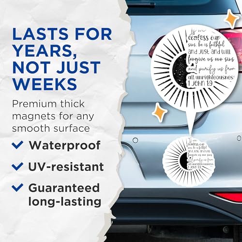 (2 Pack) Faithful Inspirational Magnets - Religious Home - Daily Motivation Magnets - 5" On Longest Side - for Cars, Fridges, Toolboxes - Made in USA - MAG3853