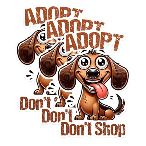 (3 Pack) Adopt Dont Shop Decals - Rescue Dog Decal - Animal Lover Sticker - 3 Inches On Longest Side - Easy Peel & Apply - Made in USA - 3MCS1606