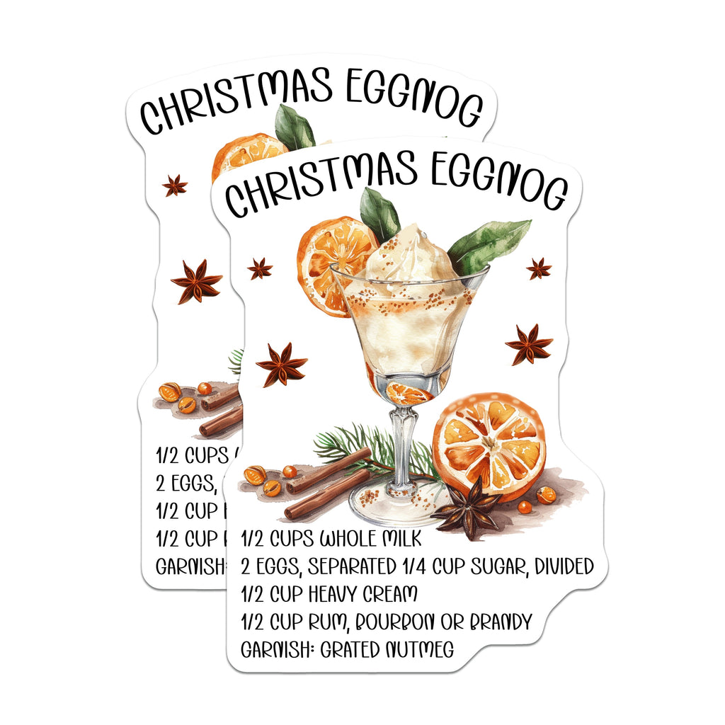 (2 Pack) Christmas Eggnog Recipe Magnets - Holiday Beverage Decor - Winter Kitchen Accessory - 5 Inches On Longest Side - Thick Durable Magnet - Made in USA - MAG36361