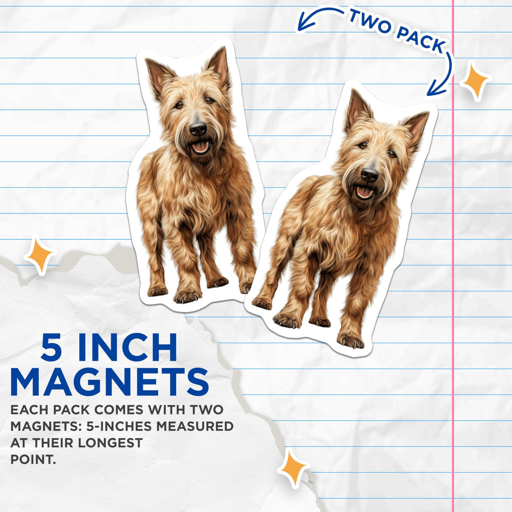 (2 Pack) Scruffy Terrier Magnets - Pet Lover Fridge Decor - Canine Parent Kitchen Art - 5 Inches On Longest Side - Thick Durable Magnet - Made in USA - MAG25225