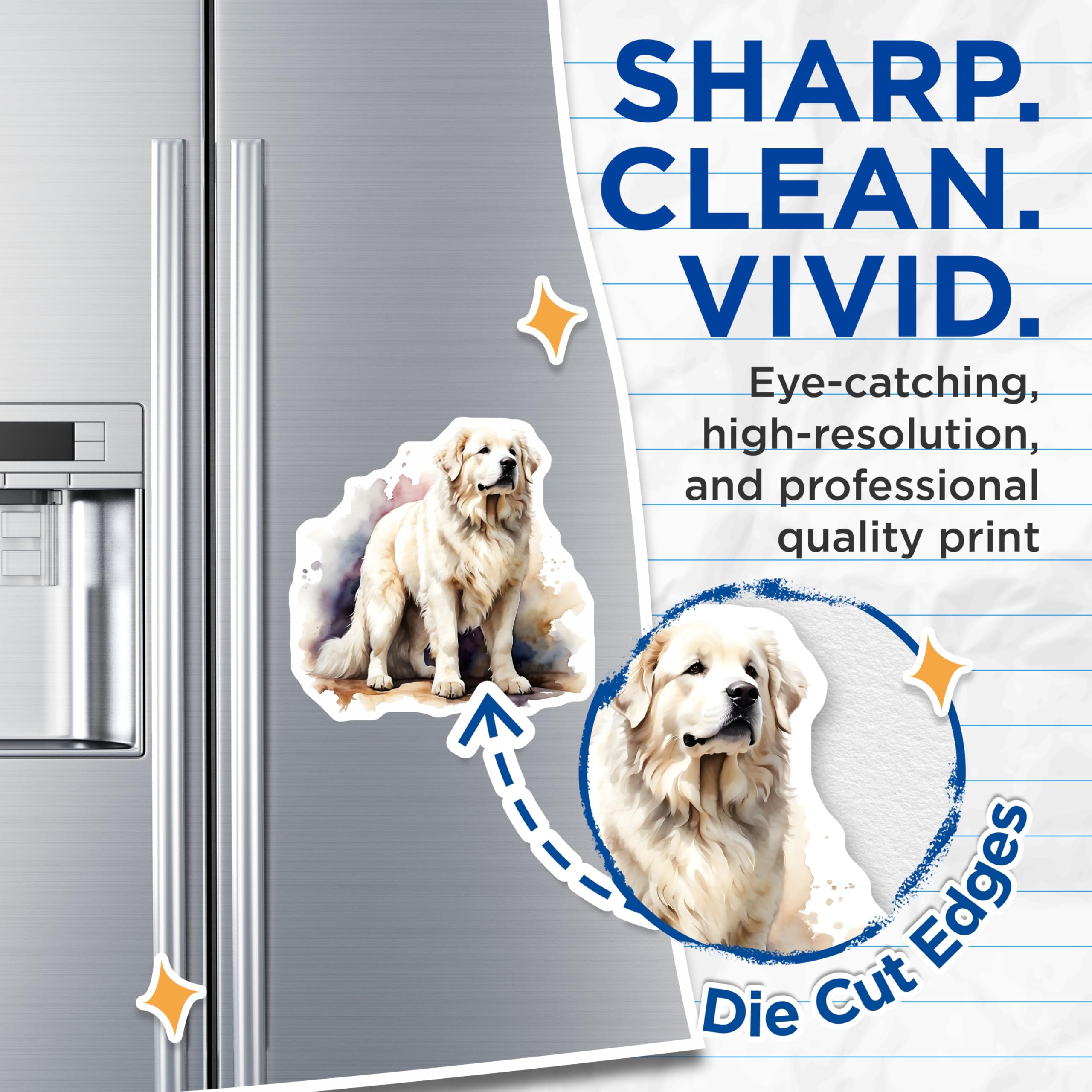 (2 Pack) Great Pyrenees Magnets - Dog Breed Decor - Fridge Magnets - 5" On Longest Side - Premium Magnet - for Cars, Refrigerators, Toolboxes, Lockers - Made in USA - MAG14378