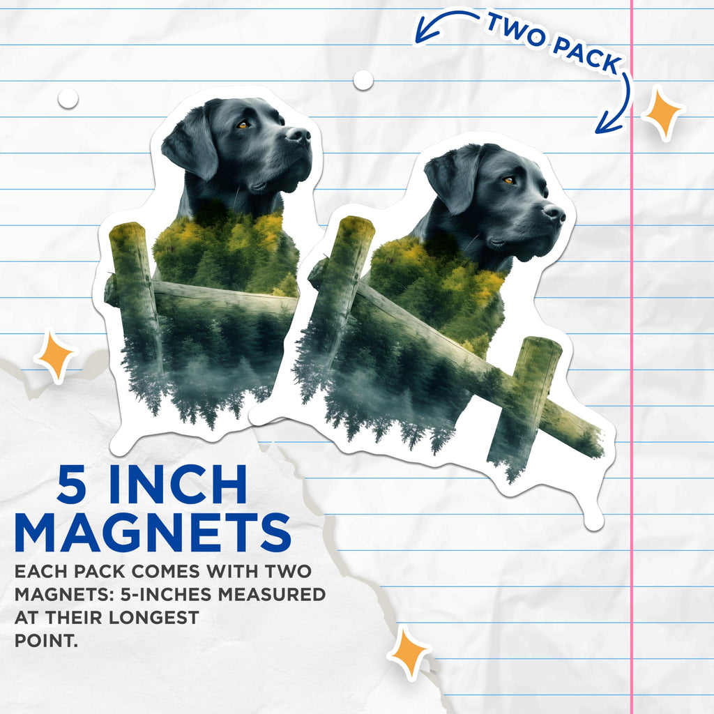 (2 Pack) Labrador Retriever Magnets - Black Lab Decor - Dog Breed Lover Fridge Decor - 5" On Longest Side - Premium Magnet - for Cars, Refrigerators, Toolboxes, Lockers - Made in USA - MAG14278