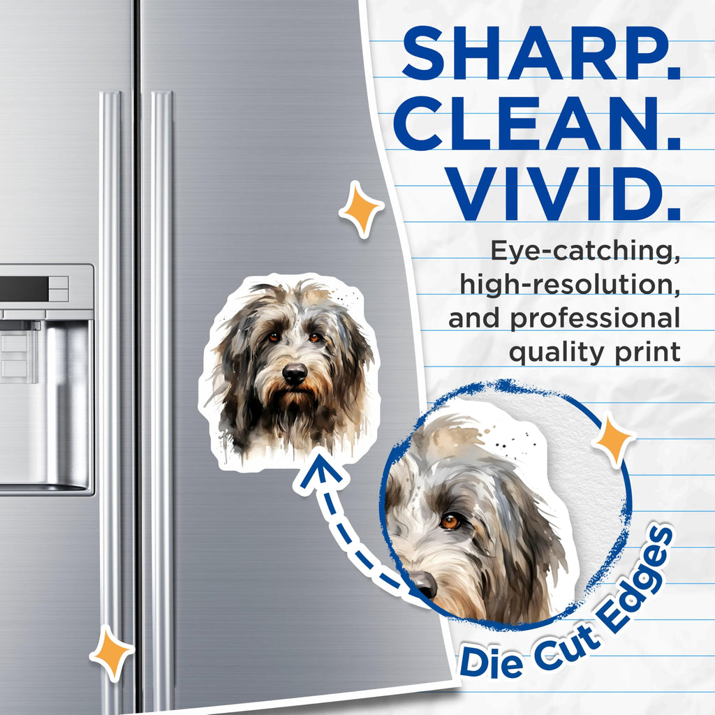 (2 Pack) Shaggy Dog Magnets - Watercolor Dog Art - Pet Lover Decor Accent - 5 Inches On Longest Side - Thick Durable Magnet - Made in USA - MAG26672