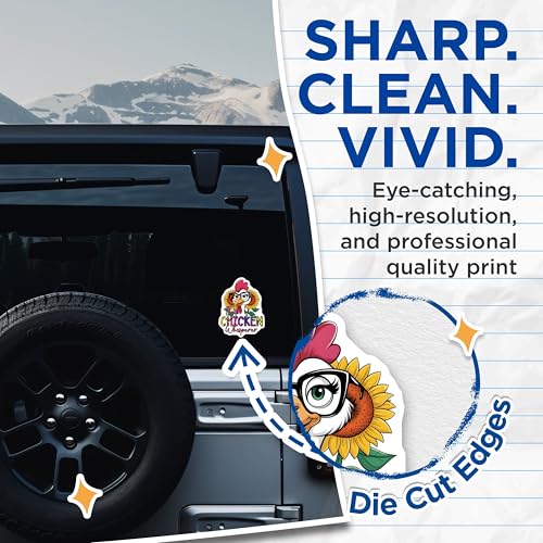 (2 Pack) Chicken Whisperer Stickers - Funny Chicken Artwork - Sunflower Chicken Illustration - 5" On Longest Side - Sticks to Smooth Flat Surfaces - Made in USA - BMCS9725