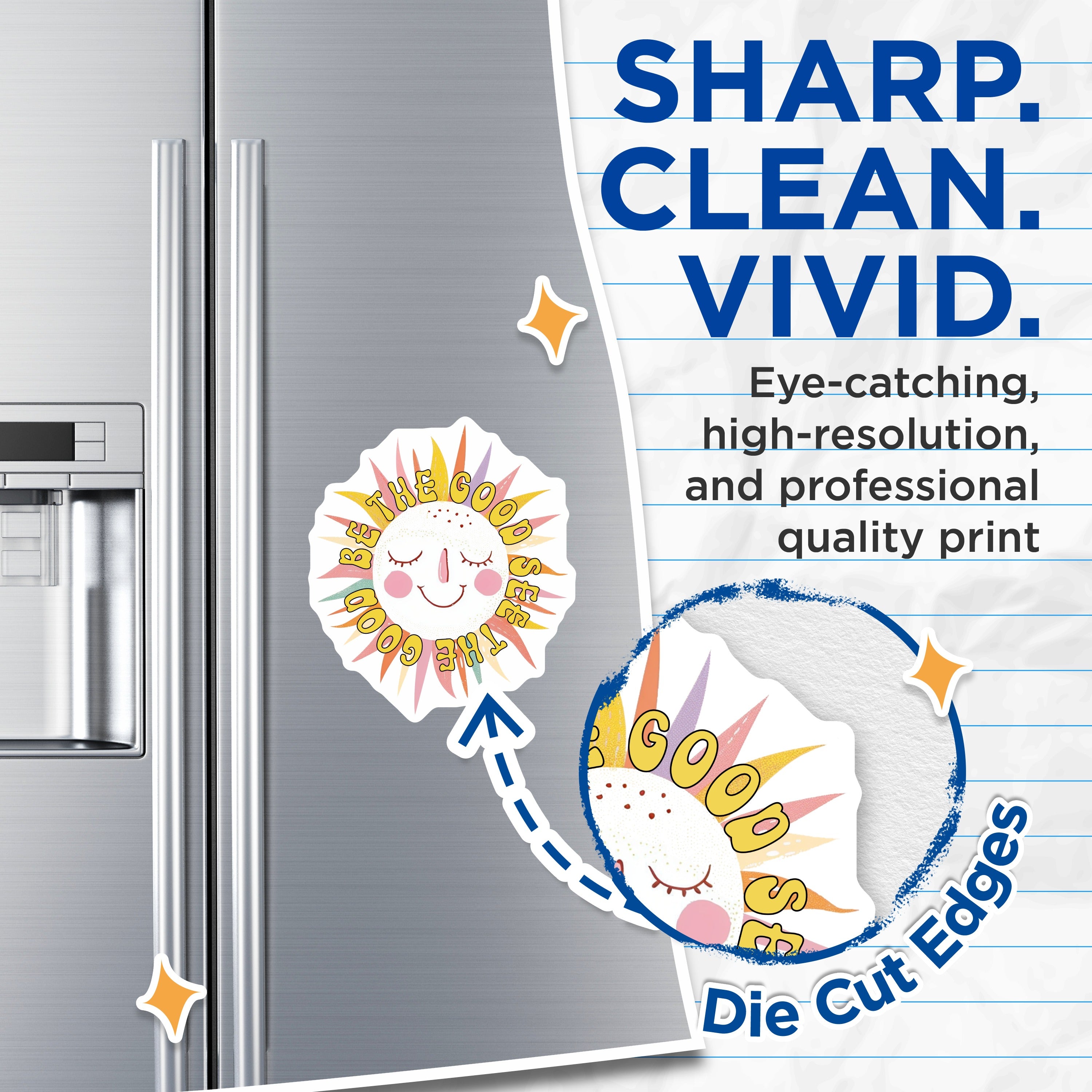 (2 Pack) Be The Good See The Good Magnets - Positive Vibes Retro Sun Aesthetic - Inspirational Decor for Fridge Locker - 5 Inches On Longest Side - Thick Durable Magnet - Made in USA - MAG36646