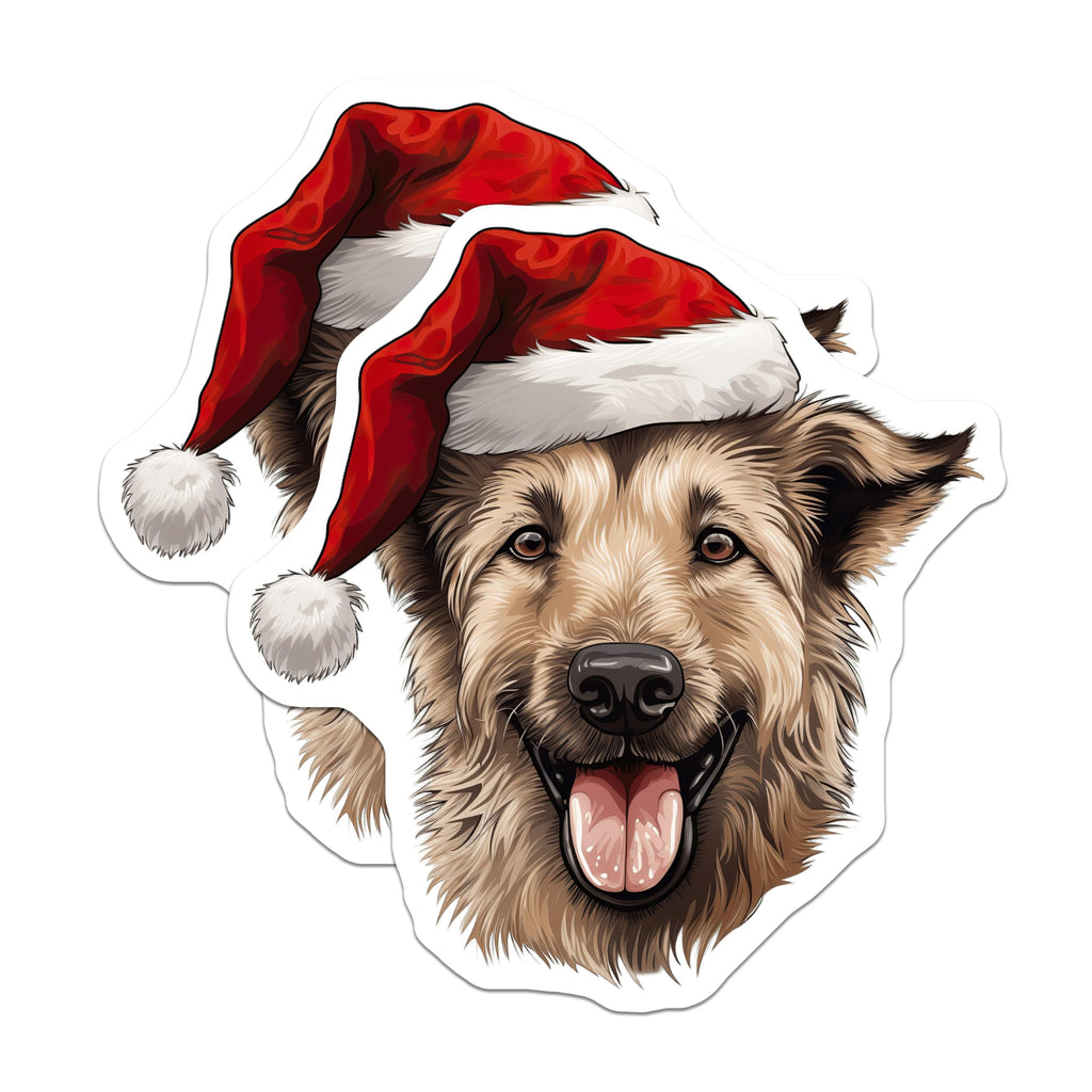 (2 Pack) Christmas Dog Magnets - Santa Hat Pet Decor - Holiday Animal Lover Accessory - 5 Inches On Longest Side - Thick Durable Magnet - Made in USA - MAG27513
