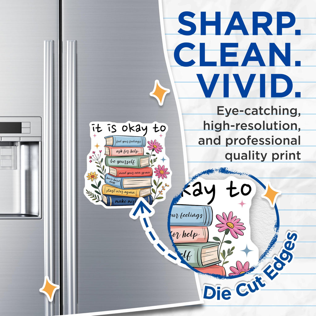 (2 Pack) It is Okay Magnets - Stack of Books - Mental Health Reminder - 5" On Longest Side - Premium Magnet - for Cars, Refrigerators, Toolboxes, Lockers - Made in USA - MAG17040