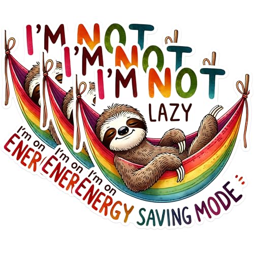 (3 Pack) Sloth Decals - I'm Not Lazy - Energy Saving Mode Decals - 3 Inches On Longest Side - Easy Peel & Apply - Made in USA - 3MCS1554