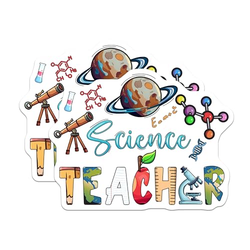 (2 Pack) Science Teacher Stickers - STEM Education - Classroom Decor - 5" On Longest Side - Sticks to Smooth Flat Surfaces - Made in USA - BMCS7835