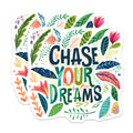 (2 Pack) Chase Your Dreams Magnets - Inspirational Quote Decor - Botanical Art Fridge Locker - Positive Affirmation Magnet - 5 Inches On Longest Side - Thick Durable Magnet - Made in USA - MAG38190