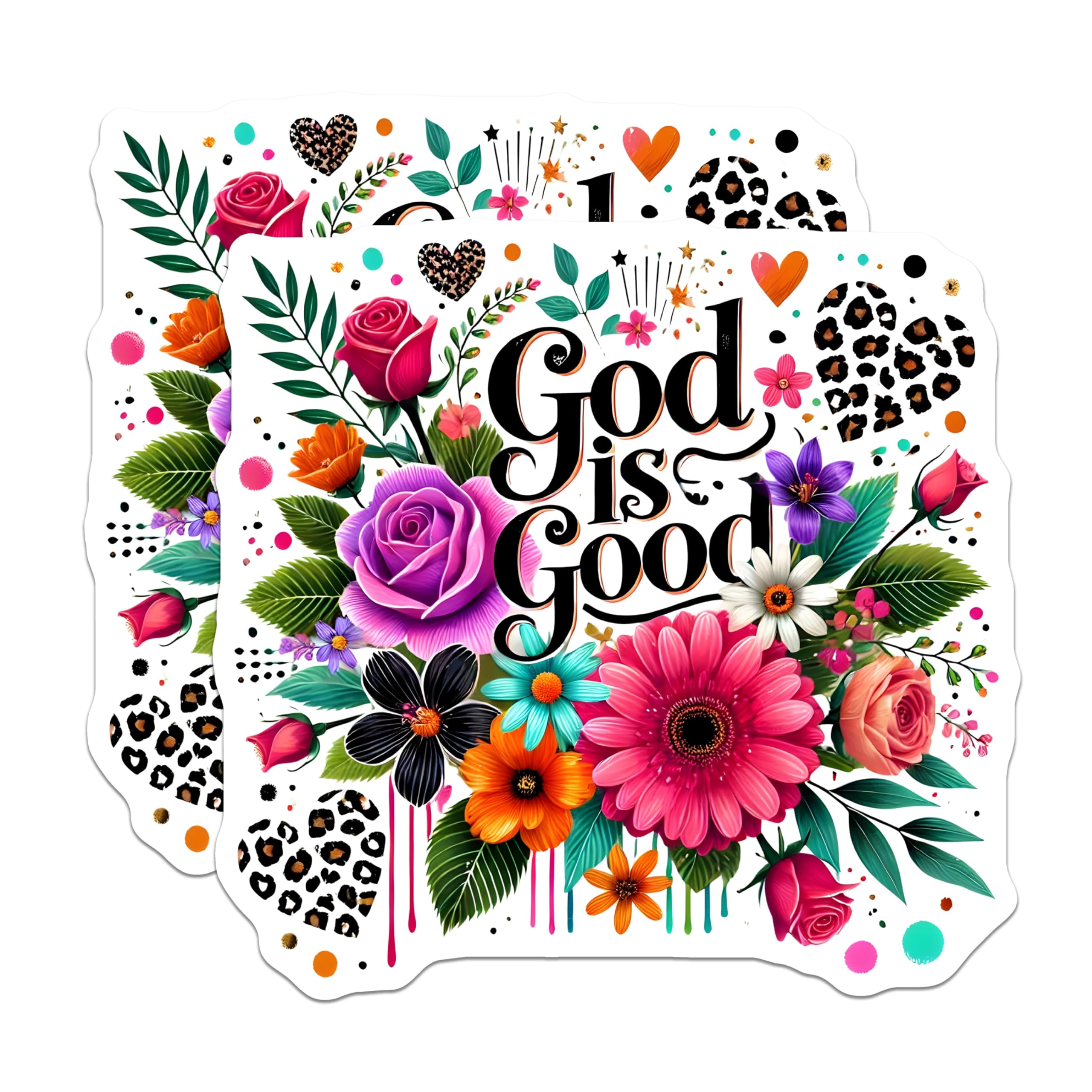 (2 Pack) God is Good Magnets - Inspirational Christian Decor - Floral Faith Art - Bible Verse Home Accents - 5 Inches On Longest Side - Thick Durable Magnet - Made in USA - MAG20024