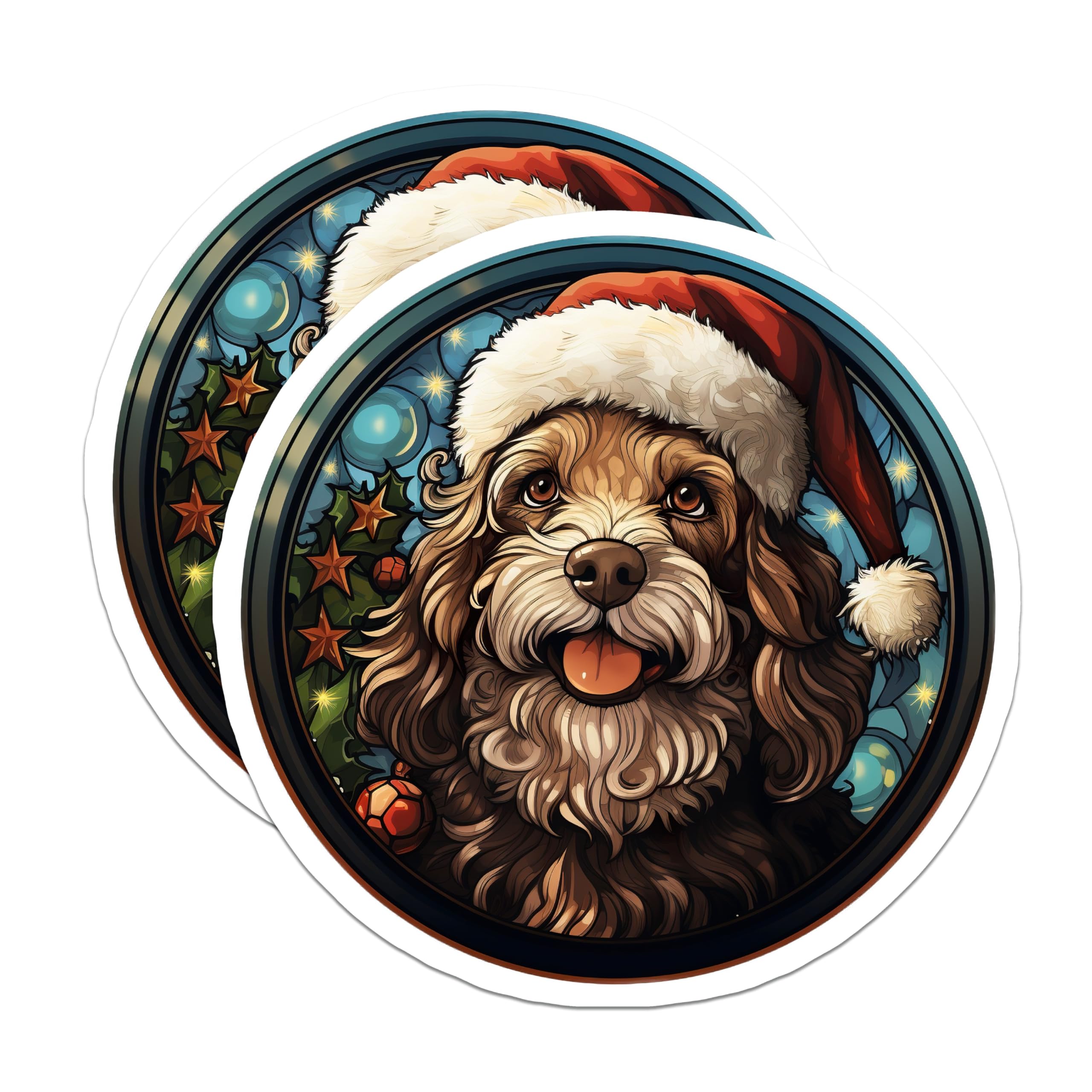 (2 Pack) Christmas Dog Magnets - Festive Santa Hat Puppy Magnets - Holiday Pet Lover Decor - Canine Fridge Accessory - 5 Inches On Longest Side - Thick Durable Magnet - Made in USA - MAG27255