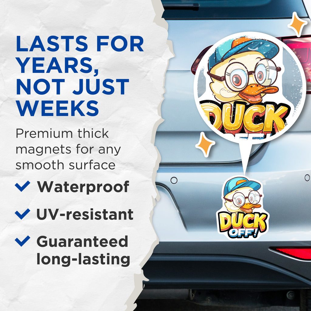 (2 Pack) Duck Off Magnets - Funny Sarcastic Humorous Refrigerator Magnets - Quirky Duck Decor - Office Locker Magnets - 5 Inches On Longest Side - Thick Durable Magnet - Made in USA - MAG36155