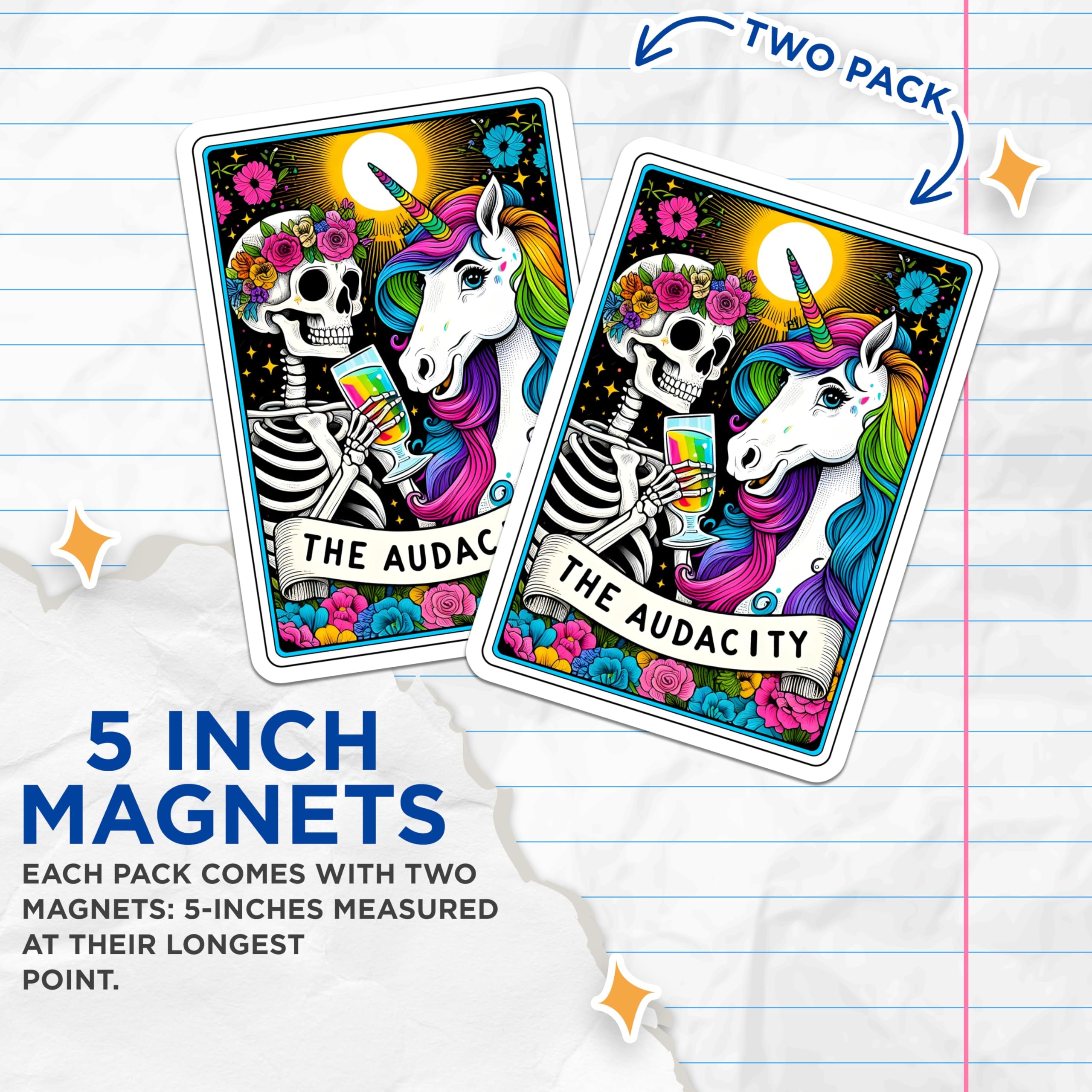 (2 Pack) Skeleton Unicorn Magnets - Funny Sarcastic Quote Decor - Audacity Fantasy Kitchen Accessory - 5 Inches On Longest Side - Thick Durable Magnet - Made in USA - MAG28554