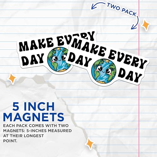 (2 Pack) Inspirational Earth Magnets Magnets - 5" On Longest Side - Made in USA - Sticks to Refrigerators & Metal Surfaces - MAG8436