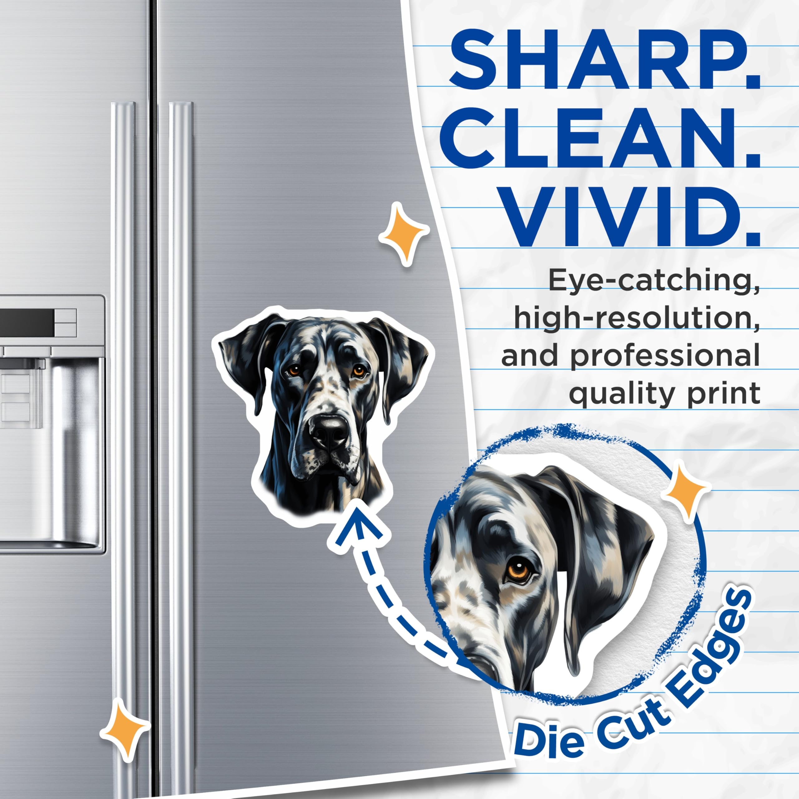 (2 Pack) Great Dane Dog Magnets - Large Dog Breed Art - Pet Owner Refrigerator Decor - 5 Inches On Longest Side - Thick Durable Magnet - Made in USA - MAG26244