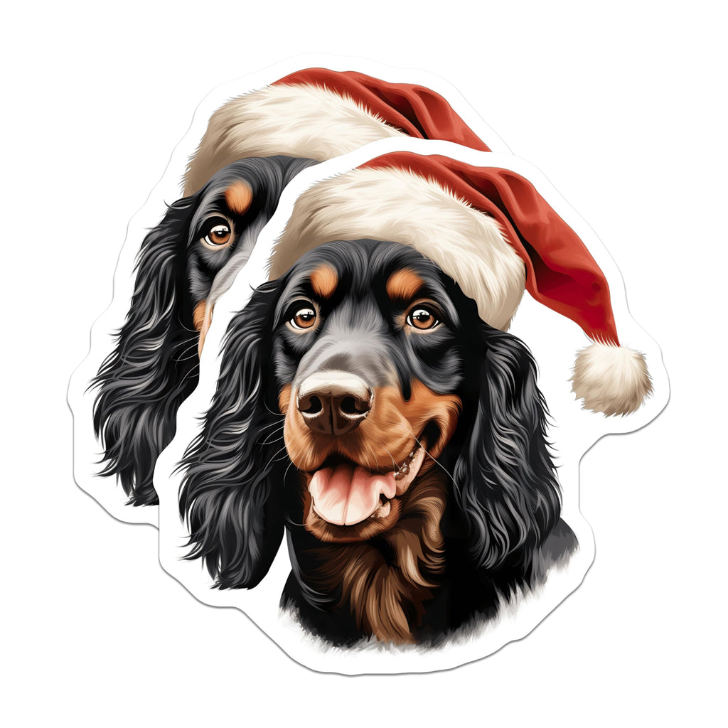 (2 Pack) Gordon Setter Magnets - Festive Christmas Canine - Santa Hat Doggy Fridge Decor - Holiday Pet Accent - 5 Inches On Longest Side - Thick Durable Magnet - Made in USA - MAG23343