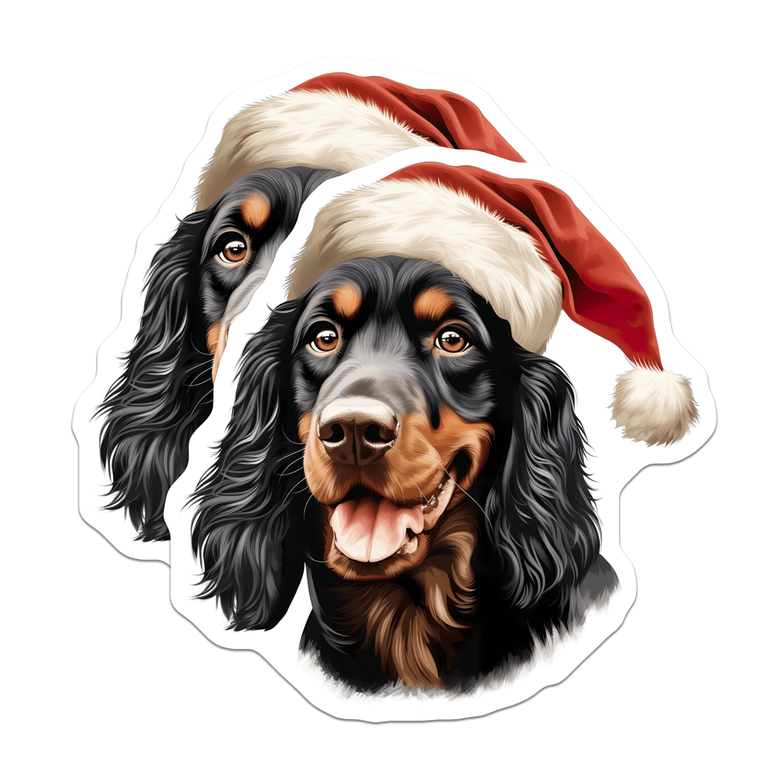 (2 Pack) Gordon Setter Magnets - Festive Christmas Canine - Santa Hat Doggy Fridge Decor - Holiday Pet Accent - 5 Inches On Longest Side - Thick Durable Magnet - Made in USA - MAG23343