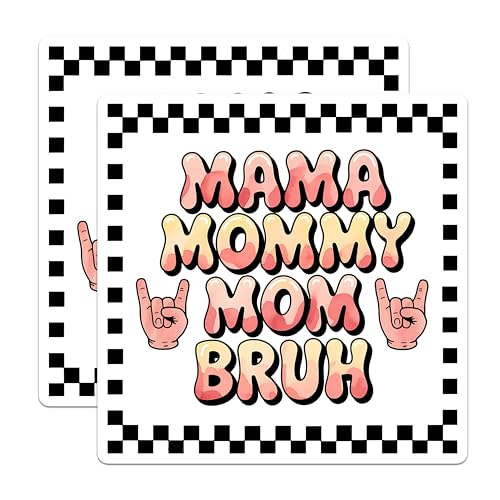 (2 Pack) Mama Mommy Mom Bruh Magnets - Funny Quote Unique Home - Inspirational Magnets - 5" On Longest Side - for Cars, Fridges, Toolboxes - Made in USA - MAG3916